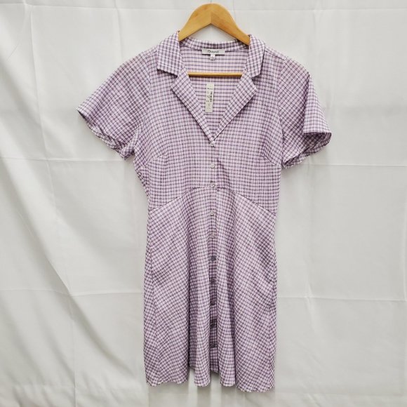 Madewell Dresses & Skirts - NWT Madewell WM's Kacie Mini Shirtdress in Lavender Plaid Size 2